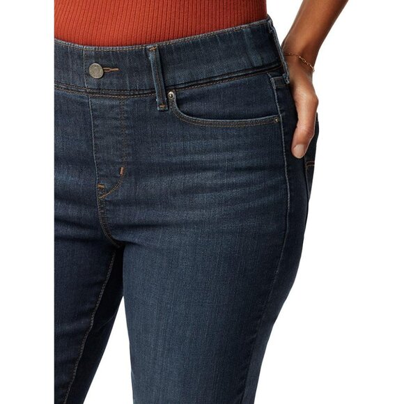 Women's Stretch Denim Straight Jeans Mid Rise Ankle Pull-On Tummy-Control - Picture 4 of 5